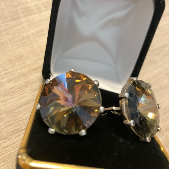 Vintage Sherman Senator Rivoli Swarovski cufflinks - Picture 3 of 7